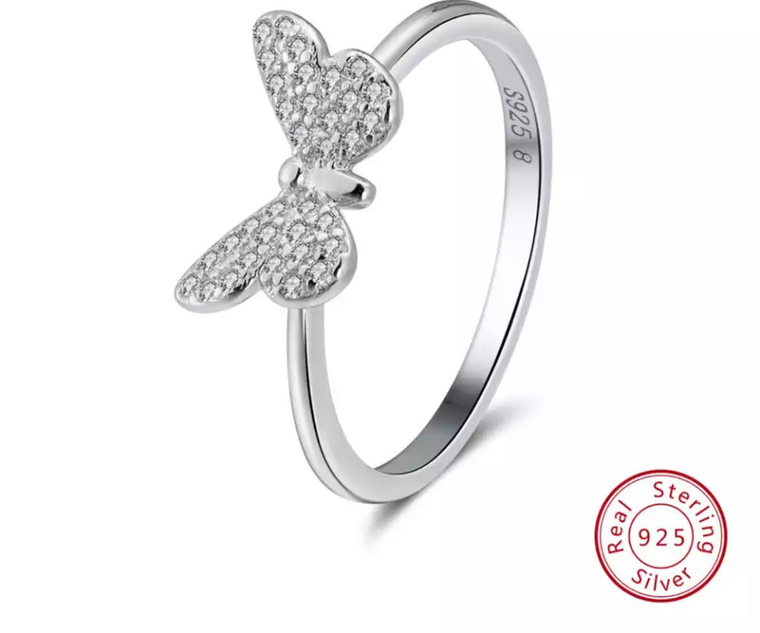 Cute butterfly Ring .925 sterling silver