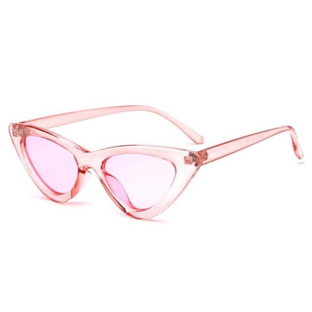Chic Vintage Cat Eye Sunglasses for Women - Retro Black and White Triangle Style with Red Accent, UV400 Protection