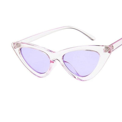 Chic Vintage Cat Eye Sunglasses for Women - Retro Black and White Triangle Style with Red Accent, UV400 Protection