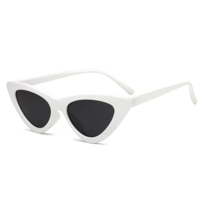 Chic Vintage Cat Eye Sunglasses for Women - Retro Black and White Triangle Style with Red Accent, UV400 Protection