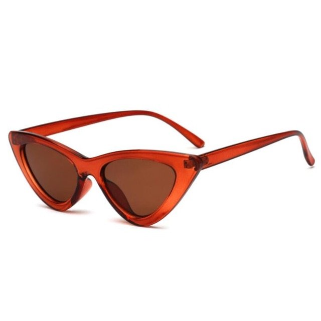 Chic Vintage Cat Eye Sunglasses for Women - Retro Black and White Triangle Style with Red Accent, UV400 Protection