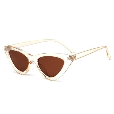 Chic Vintage Cat Eye Sunglasses for Women - Retro Black and White Triangle Style with Red Accent, UV400 Protection