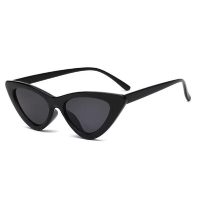 Chic Vintage Cat Eye Sunglasses for Women - Retro Black and White Triangle Style with Red Accent, UV400 Protection