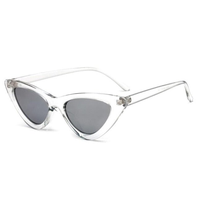 Chic Vintage Cat Eye Sunglasses for Women - Retro Black and White Triangle Style with Red Accent, UV400 Protection