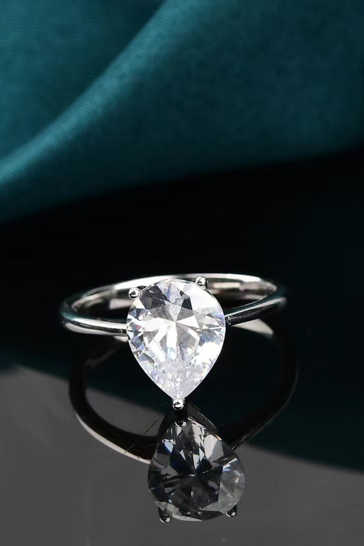 Classic Teardrop 2 Carat Moissanite Ring