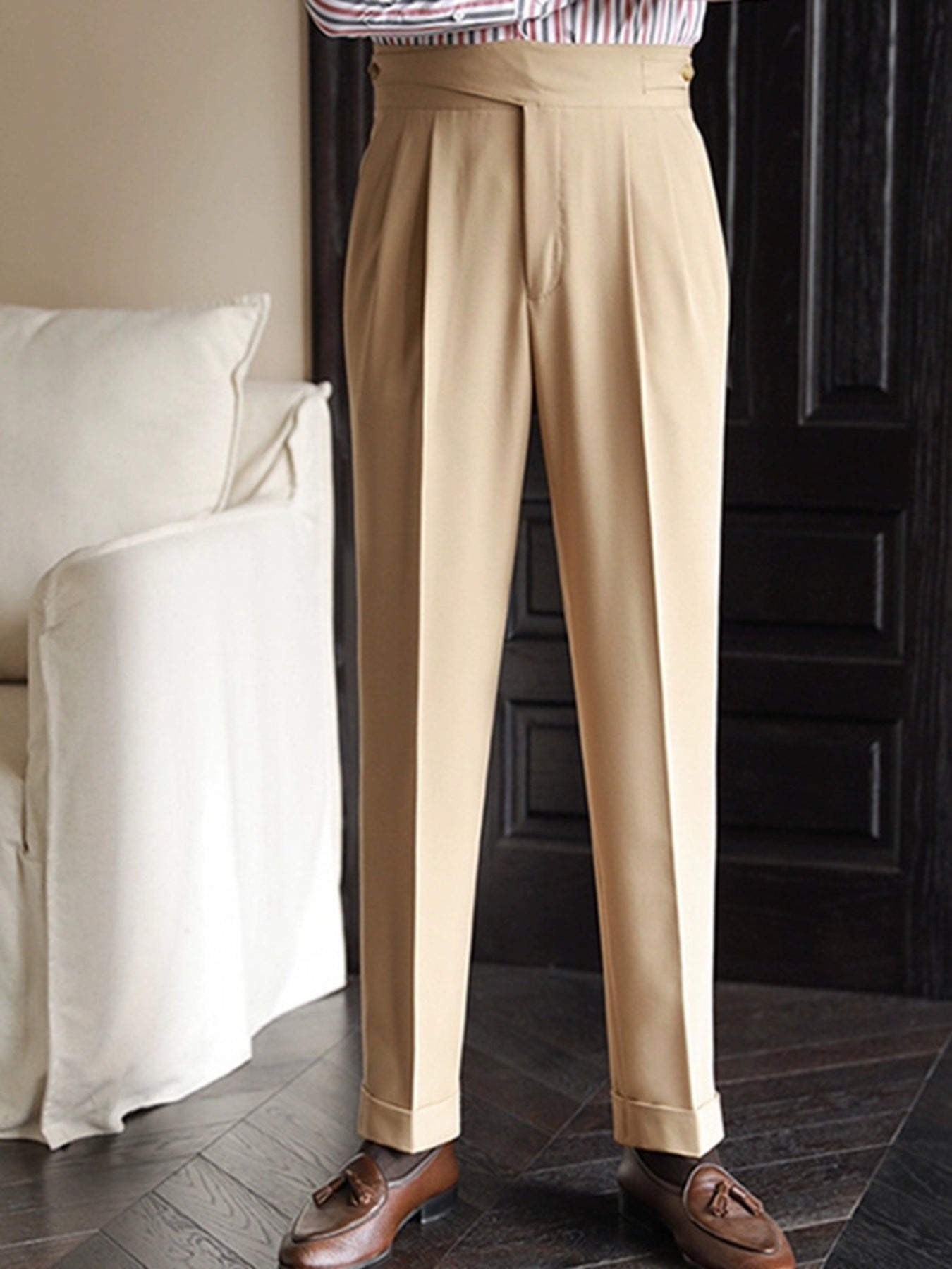 Men's Pleated Wide-Leg Dress Pants