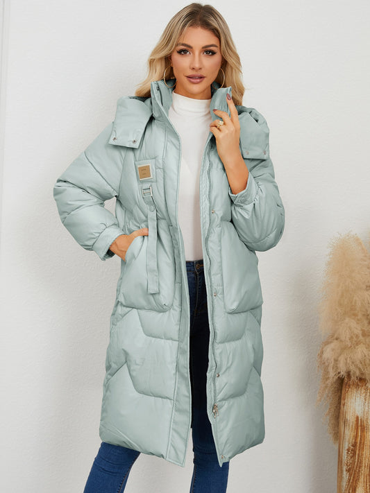 Long Sleeve Longline Hooded Winter Coat for Women Stylish