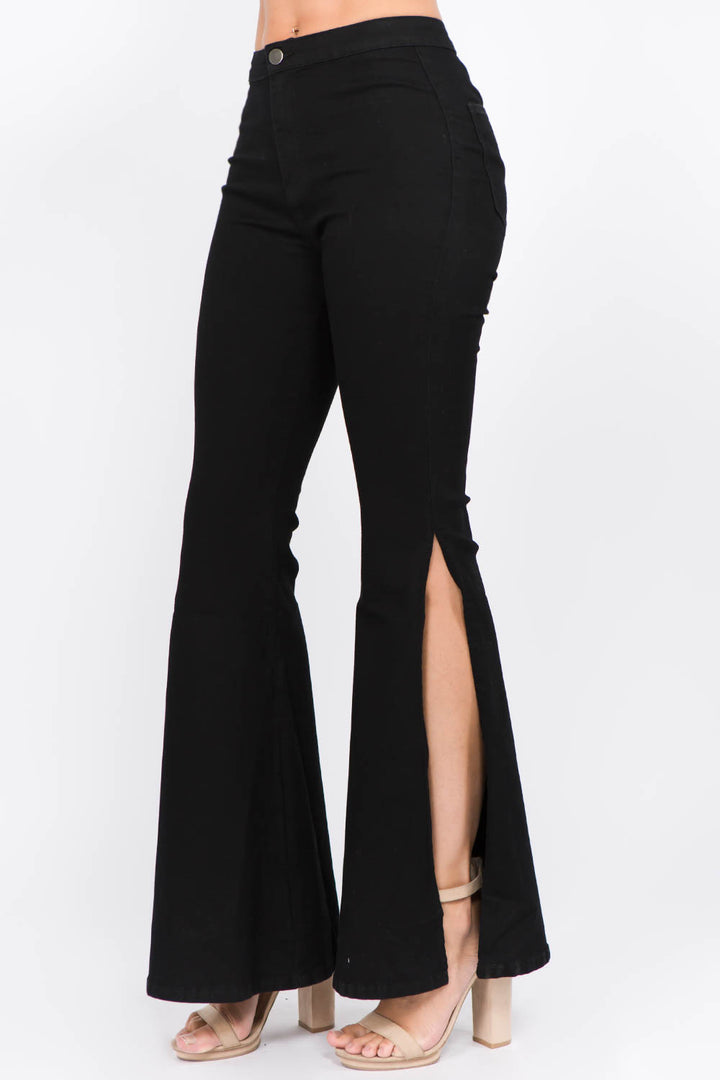 Flare Jeans with Edgy Side Slits by American Bazi