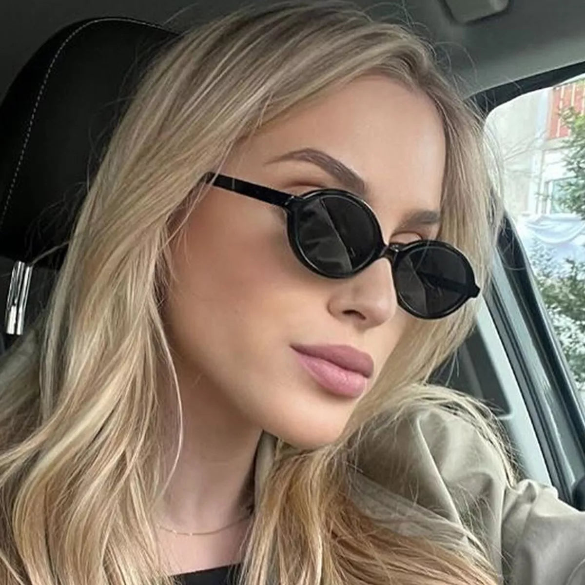 Oval Frame Tinted Lenses Sunglasses