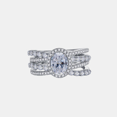 3 Carat Moissanite 925 Sterling Silver Layered Ring Elegant