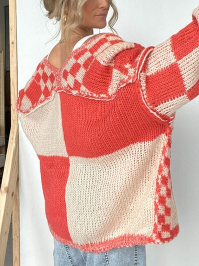 Plaid Open Front Long Sleeve Cardigan for Women Fashion