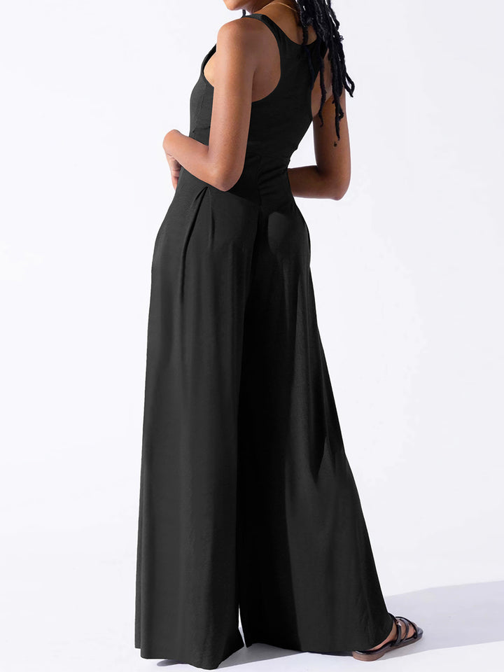 Elegant Square Neck Wide Strap Jumpsuit