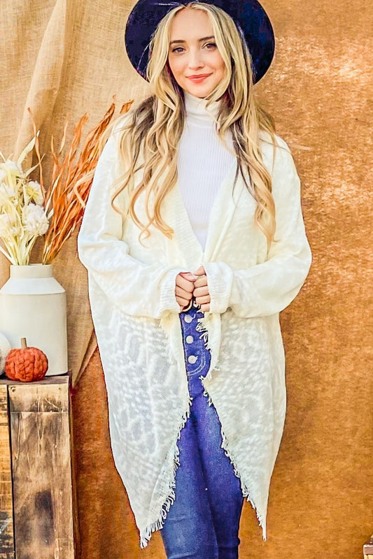 Cozy Chic Textured Knit Fringe Cardigan for Stylish Warmth