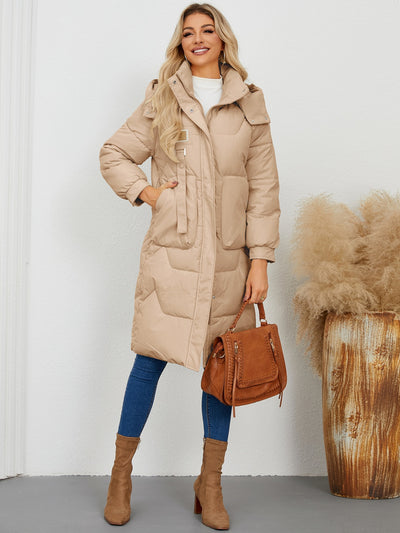 Long Sleeve Longline Hooded Winter Coat for Women Stylish