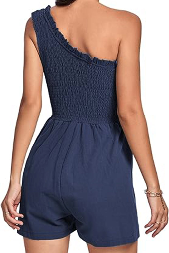 Elegant Smocked Asymmetrical Jumpsuit