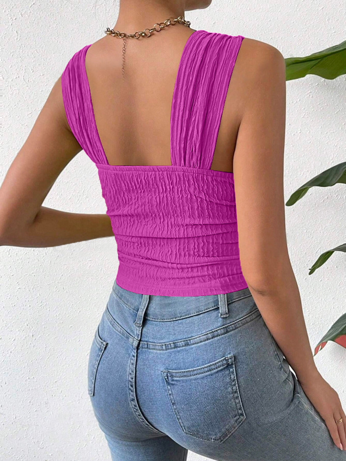 Elevated Textured Square Neck Tank Top for Stylish Comfort
