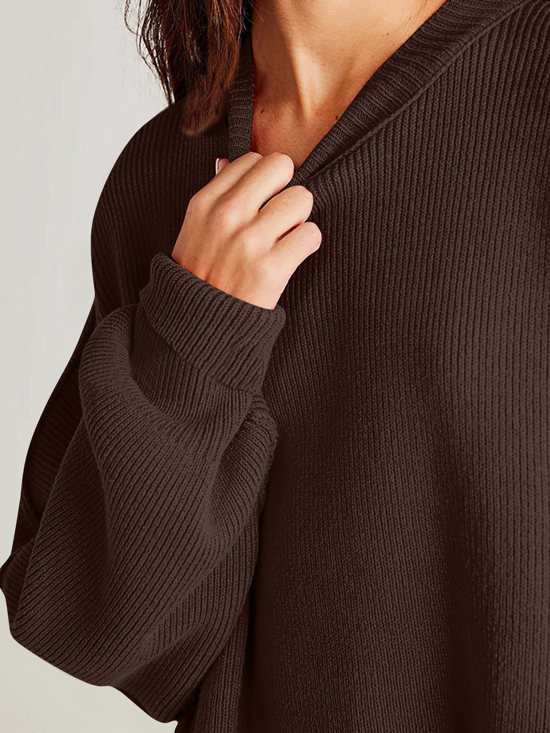 Chic Side Slit Long Sleeve Sweater with Round Neck