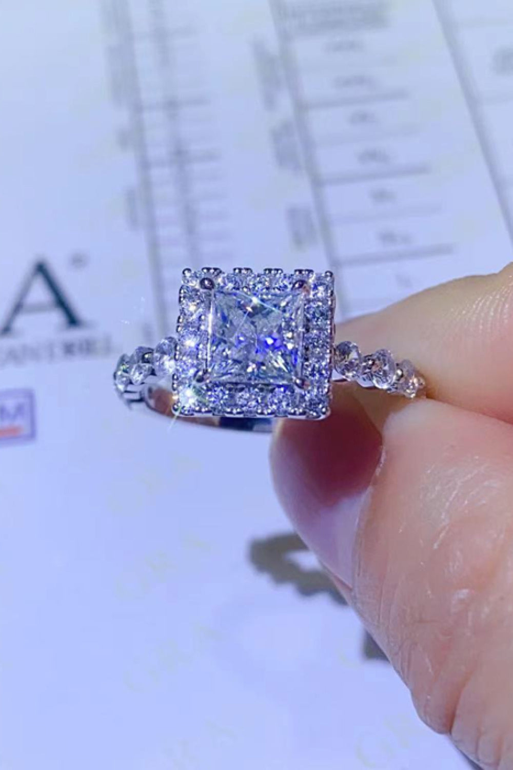 Adored 1 Carat Moissanite Square Ring in Sterling Silver