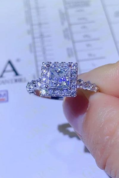 Adored 1 Carat Moissanite Square Ring in Sterling Silver