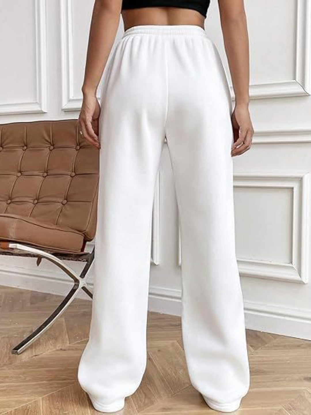 Casual Chic Wide Leg Drawstring Trousers with Pockets