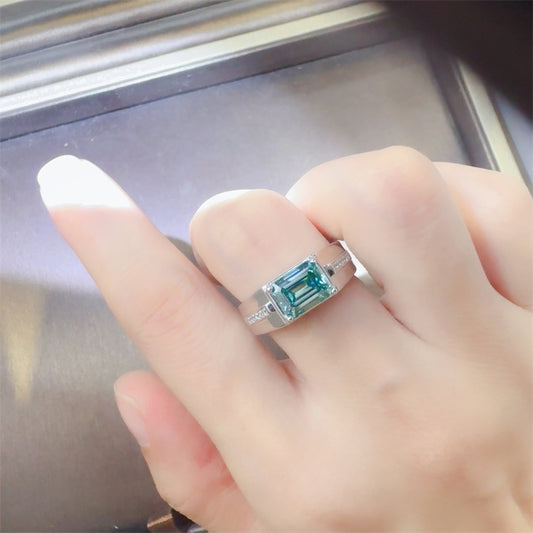 3 Carat 925 Sterling Silver Moissanite Rectangle Ring