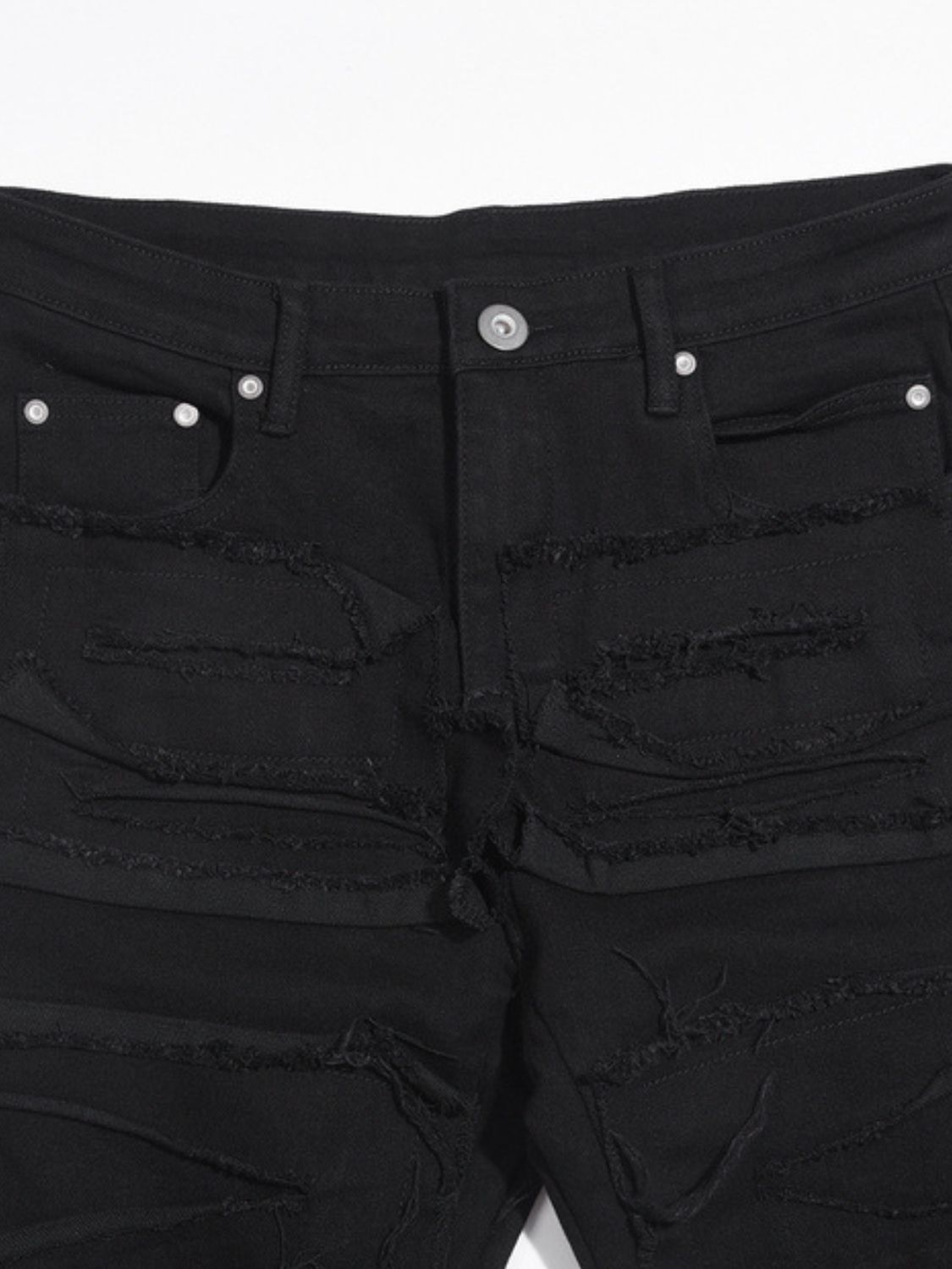 Men's Washed Distressed Panelled Jeans for Casual Style