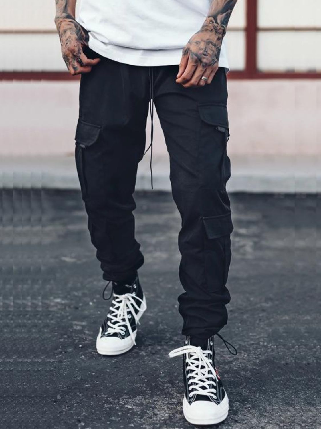 Men's Drawstring Pants with Cargo Pockets for Comfort