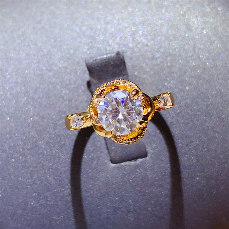 1 Carat Moissanite Zircon 925 Sterling Silver Ring Elegant