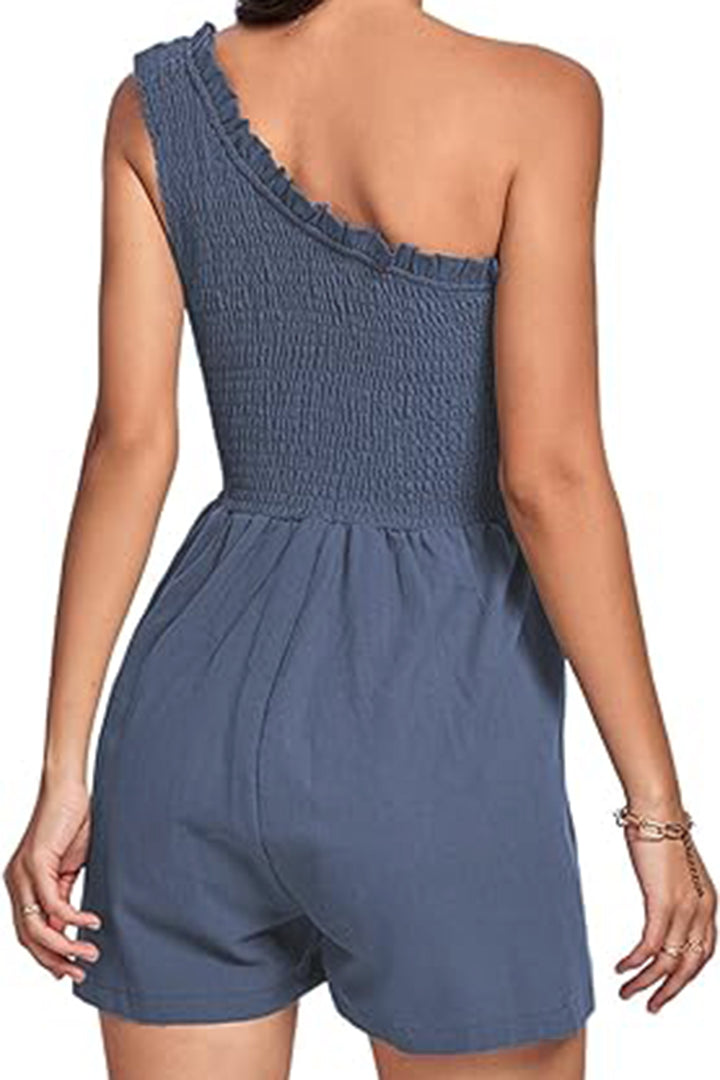 Elegant Smocked Asymmetrical Jumpsuit