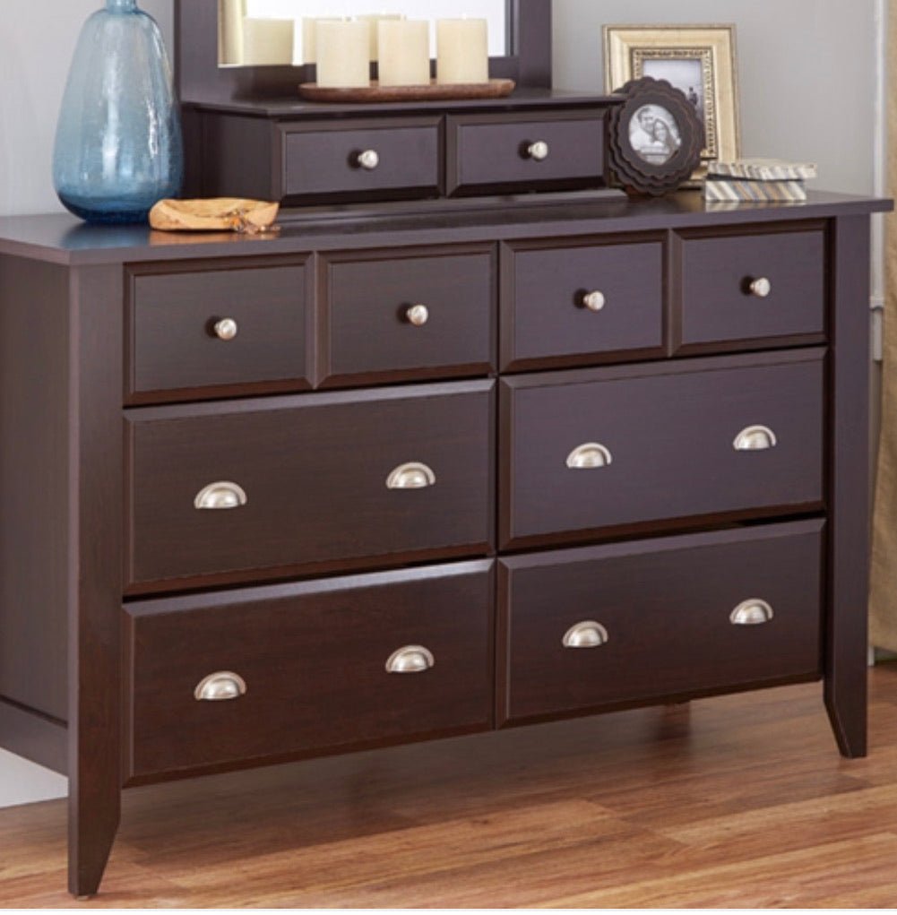 Dark Brown Wood 6-Drawer Wardrobe Dresser