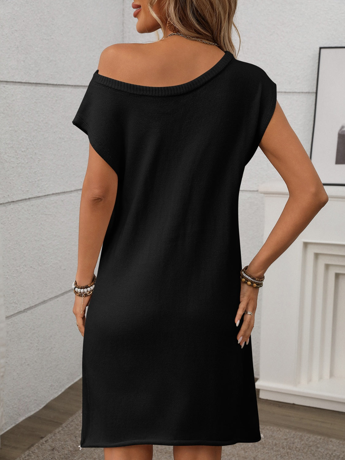 One Shoulder Mini Sweater Dress for Women in Various Sizes
