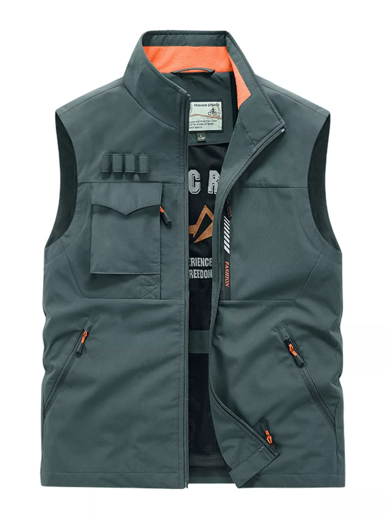 Men's Plus Size Multi-Pocket Zip Up Vest