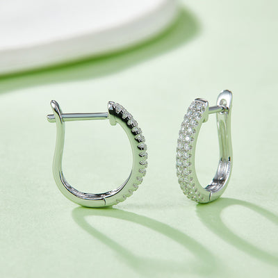 Moissanite 925 Sterling Silver Huggie Earrings for Elegance