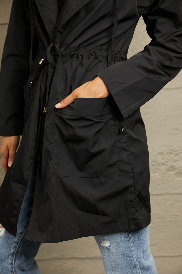 Hooded Longline Jacket with Adjustable Drawstring