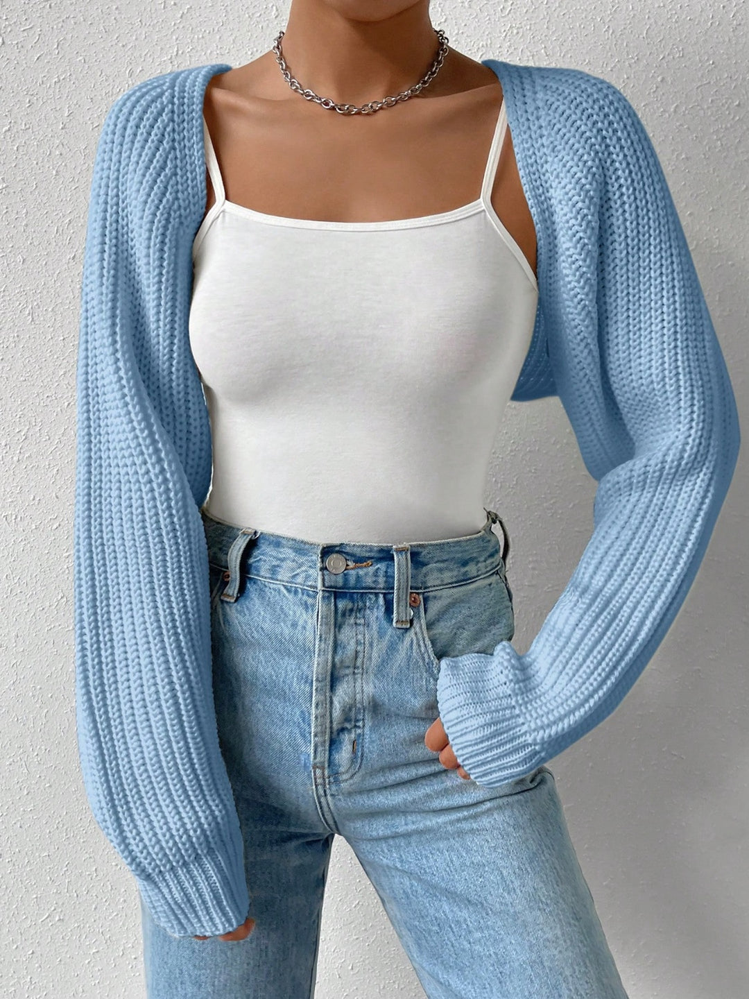 Cropped Honey Cardigan with Long Sleeves and Open Front