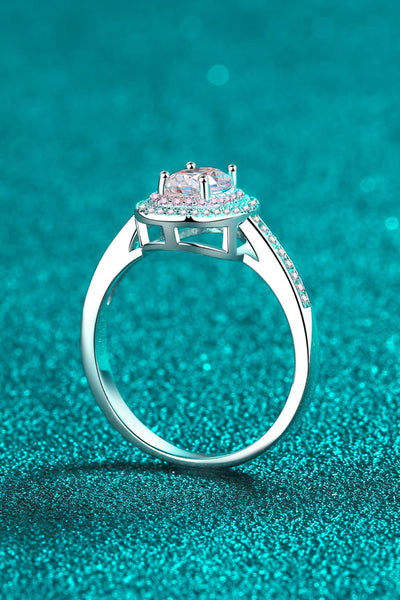 1 Carat Moissanite 925 Sterling Silver Halo Engagement Ring