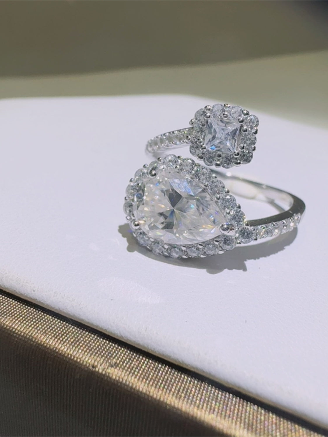 2 Carat Moissanite 925 Sterling Silver Bypass Ring Design