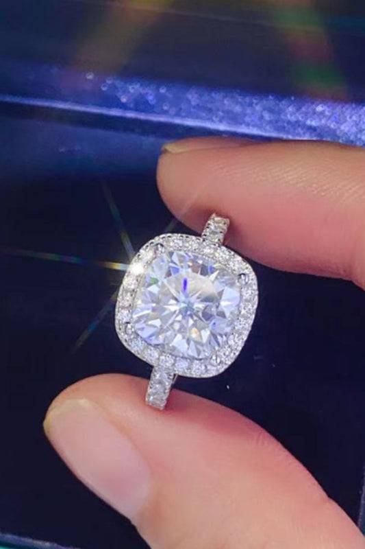 3 Carat Moissanite 925 Sterling Silver Square Ring for Elegance