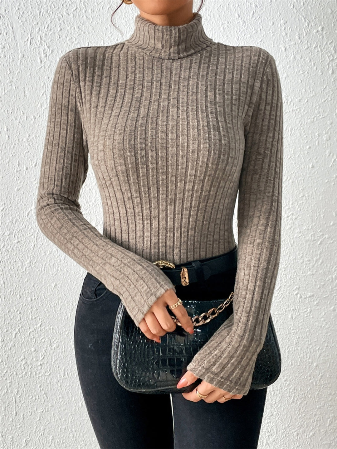 Chic Turtleneck Long Sleeve Tee