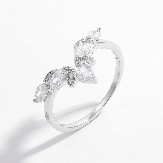 Inlaid Zircon 925 Sterling Silver Ring for Elegant Style