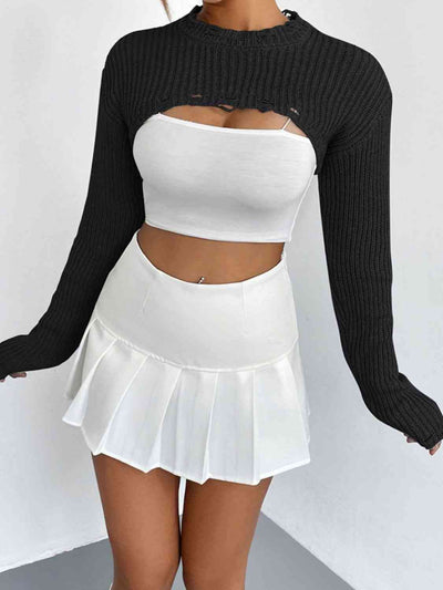 Chic Edgy Cropped Sweater with Distressed Detailing Fashion