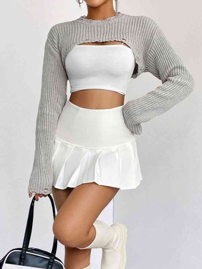 Chic Edgy Cropped Sweater with Distressed Detailing Fashion
