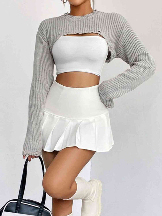 Chic Edgy Cropped Sweater with Distressed Detailing Fashion