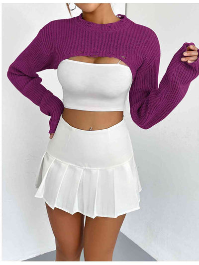 Chic Edgy Cropped Sweater with Distressed Detailing Fashion