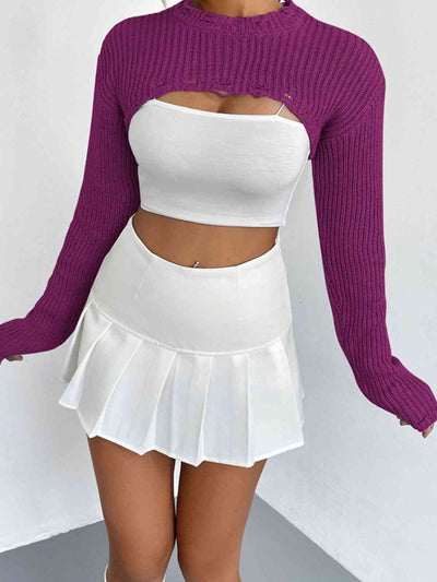 Chic Edgy Cropped Sweater with Distressed Detailing Fashion
