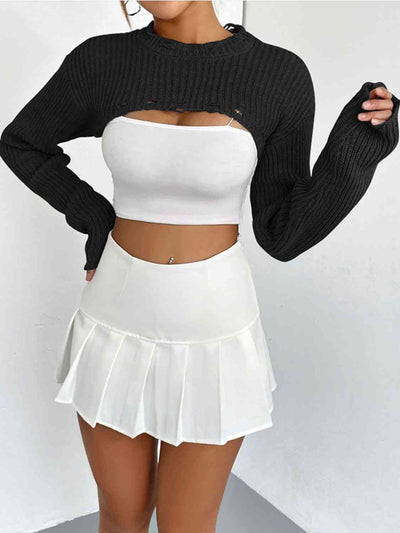 Chic Edgy Cropped Sweater with Distressed Detailing Fashion