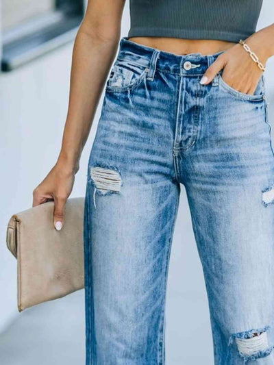 Rugged Distressed Classic Straight Jeans for Ultimate Style
