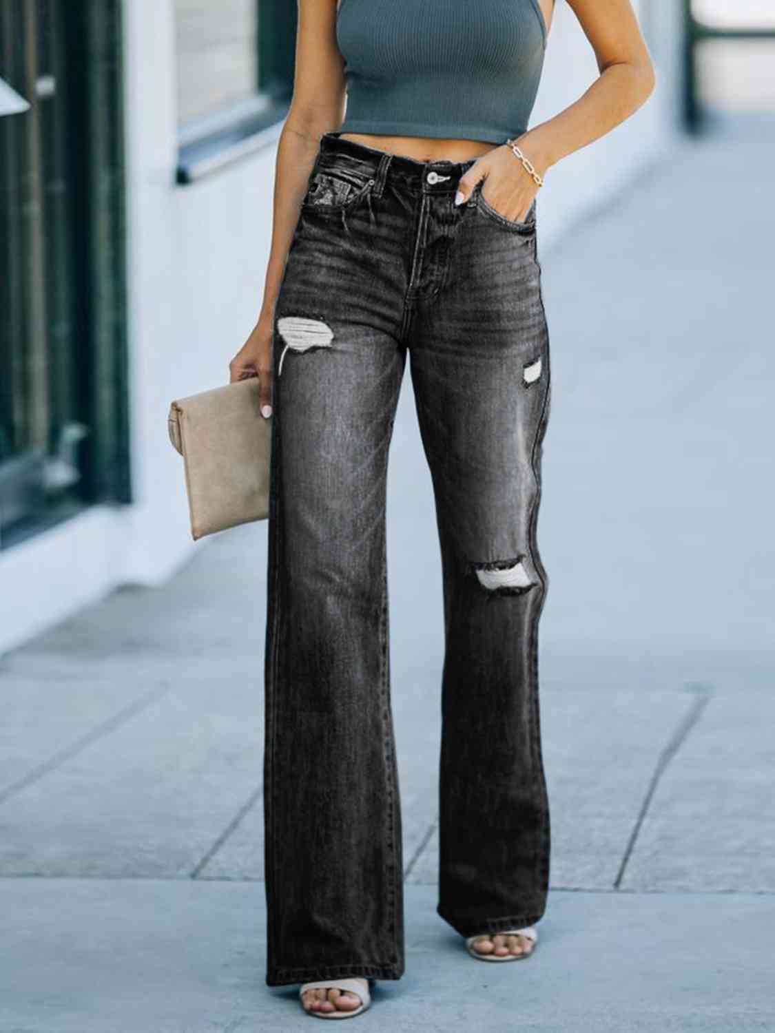 Rugged Distressed Classic Straight Jeans for Ultimate Style