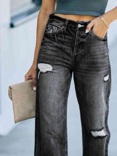Rugged Distressed Classic Straight Jeans for Ultimate Style