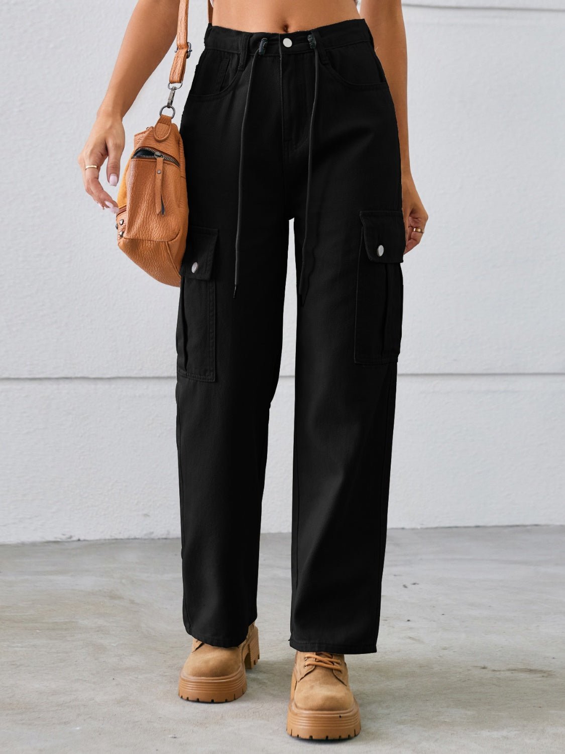 Versatile Adjustable Drawstring Straight Leg Cargo Jeans for All